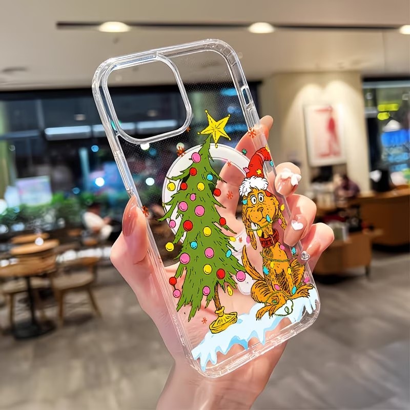 Apple Iphone 15 Pro Max - เคสโทรศัพท์ใสลายปาร์ตี้คริสต์มาสธีมลูกสุนัข สำหรับ iPhone 17 16 15